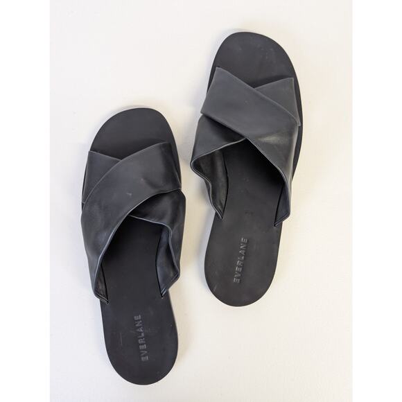 New Everlane Day Crossover Sandal Womens 11 Black Slide Mule Buttery Leather - Picture 1 of 5